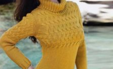 Fitted Cabled Pullover with Turtleneck Free Knitting Pattern