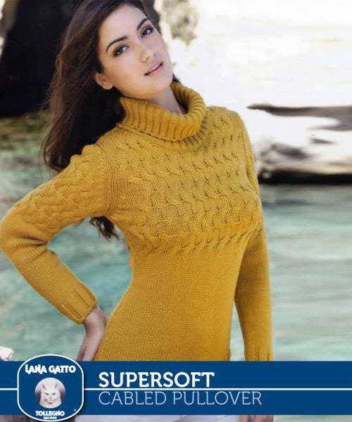 Fitted Cabled Pullover with Turtleneck Free Knitting Pattern