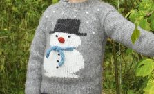 Frosty’s Christmas Kids Sweater Free Knitting Pattern