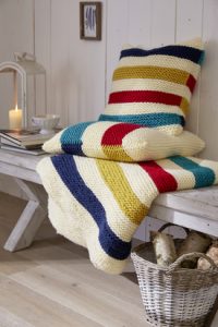 Garter Striped Pillow and Blanket Free Knitting Patterns
