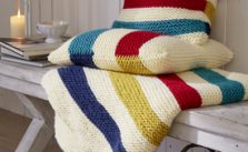 Garter Striped Pillow and Blanket Free Knitting Patterns