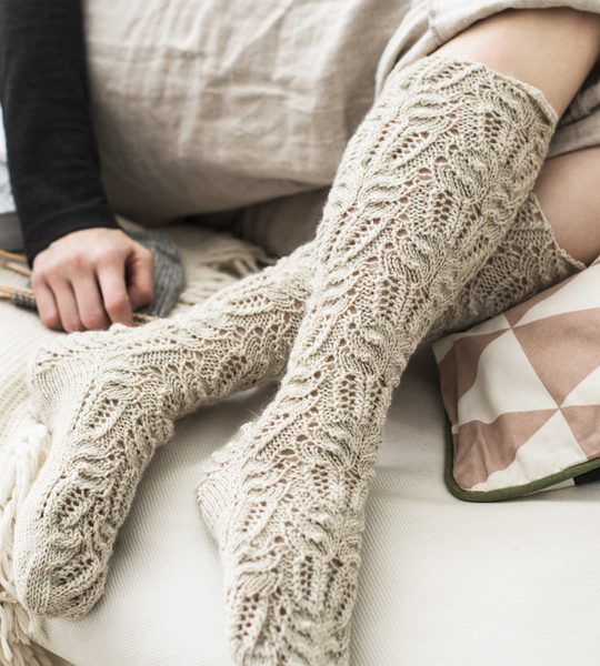 Knee-High Lace Stockings Free Knitting Pattern