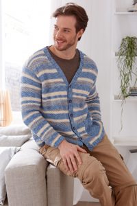 Man’s Striped Cardigan Free Knitting Pattern