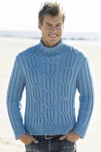 Men’s Cabled Turtleneck Free Knitting Pattern