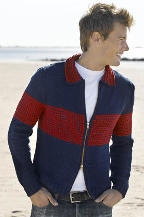 Men’s Colorblock Zip Jacket Free Knitting Pattern