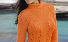 Openwork Pullover with Turtleneck Free Knitting Pattern
