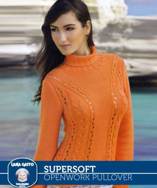 Openwork Pullover with Turtleneck Free Knitting Pattern