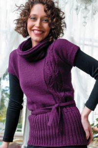 Plum Pullover with Cable Free Knitting Pattern