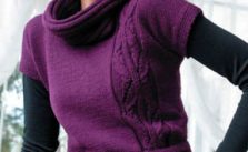 Plum Pullover with Cable Free Knitting Pattern