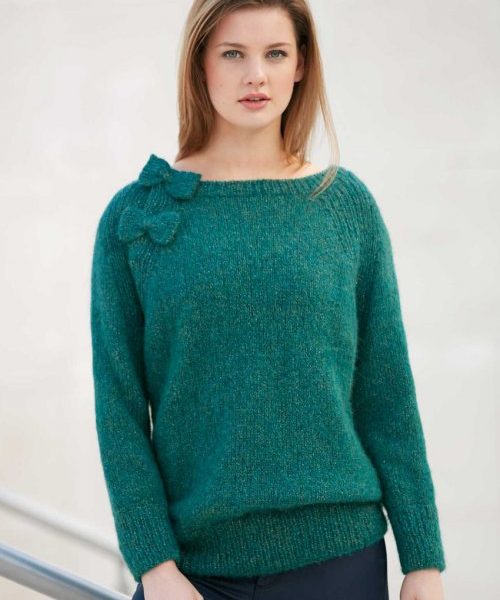 Pretty Sweater with Bows Free Knitting Pattern