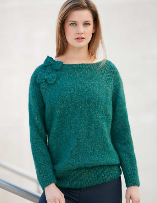  Pretty Sweater  with Bows Free Knitting Pattern Knitting Bee