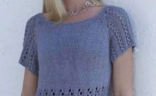 Short-Sleeved Pullover Lace Free Knitting Pattern