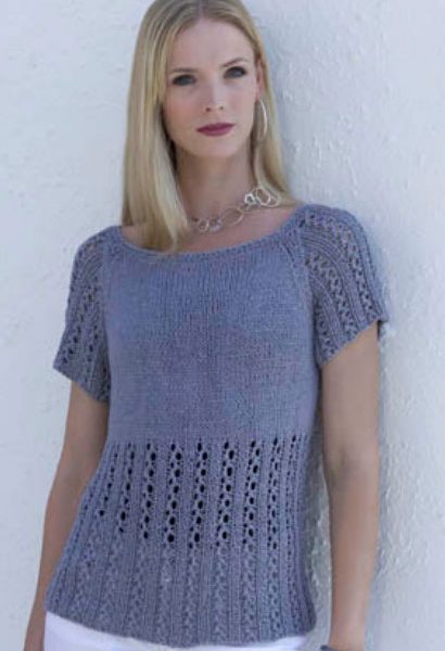 Short-Sleeved Pullover Lace Free Knitting Pattern