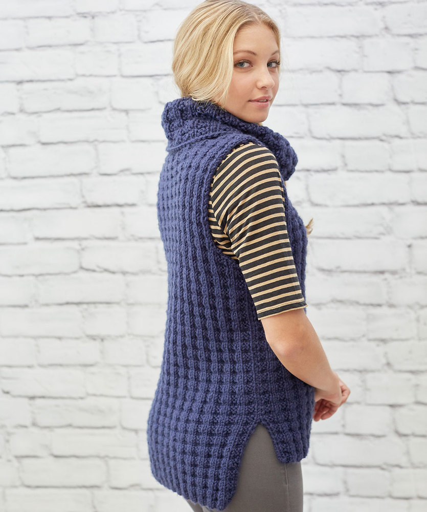 Waffle Stitch Vest Free Knitting Pattern