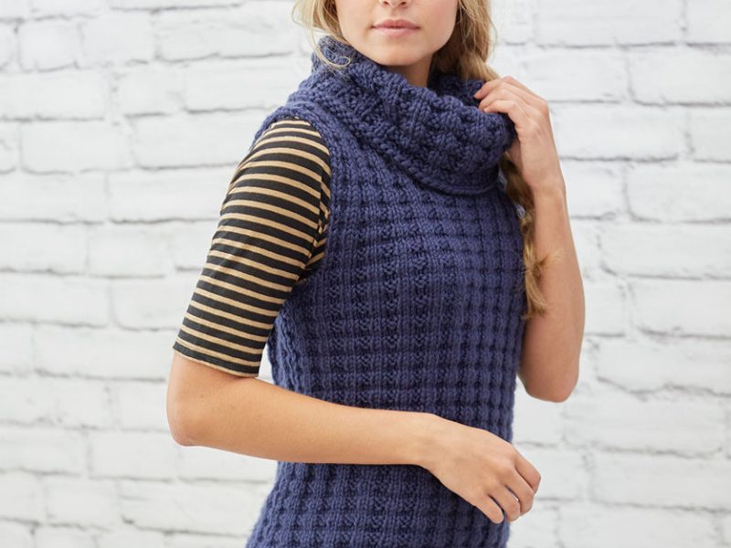 Waffle Stitch Vest Free Knitting Pattern