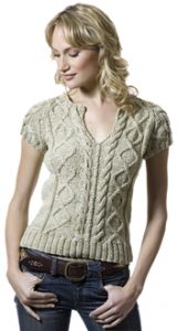 Valpuri Form Fitting Knit T with Cables Free Knitting Pattern