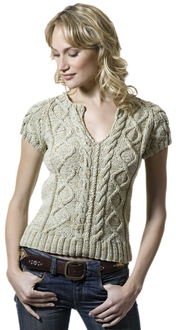Valpuri Form Fitting Knit T with Cables Free Knitting Pattern