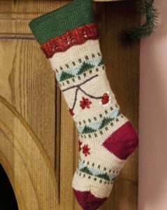 Embroidered Knitted Christmas Stocking Free Pattern