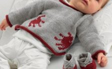 Handprint Sweater and Booties Free Baby Knitting Pattern