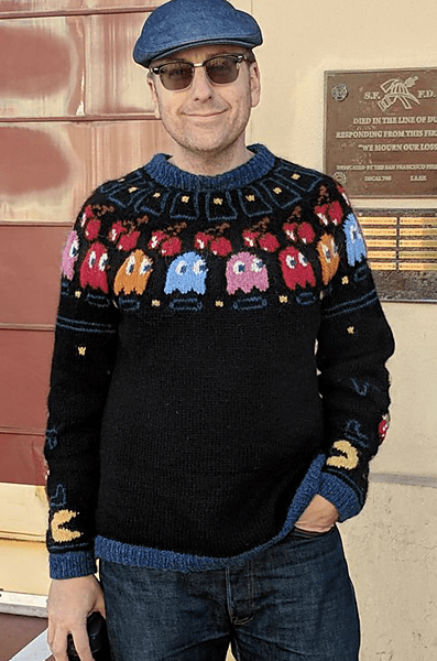 Pac-Man Peysa Sweater Free Knitting Pattern