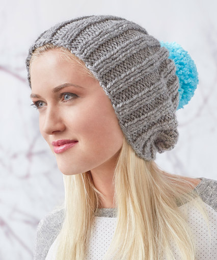 Slouchy Ribbed Knit Hat Free Knitting Pattern