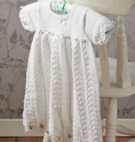 Delicate Lace Christening Gown Free Knitting Pattern