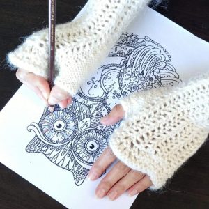 French Rhubarb Fingerless Mittens Free Knitting Pattern