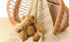 Knitted Blanket in Garter Stitch with Stripes and Picot Crochet Edging