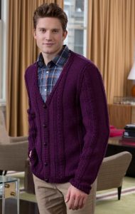Men's V-Neck Cable Cardigan Free Knitting Pattern