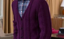 Men’s V-Neck Cable Cardigan Free Knitting Pattern