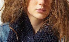 Navy Moss Cowl Free Knitting Pattern