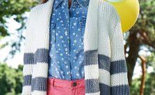 Striped Girls Cardigan Free Knitting Pattern