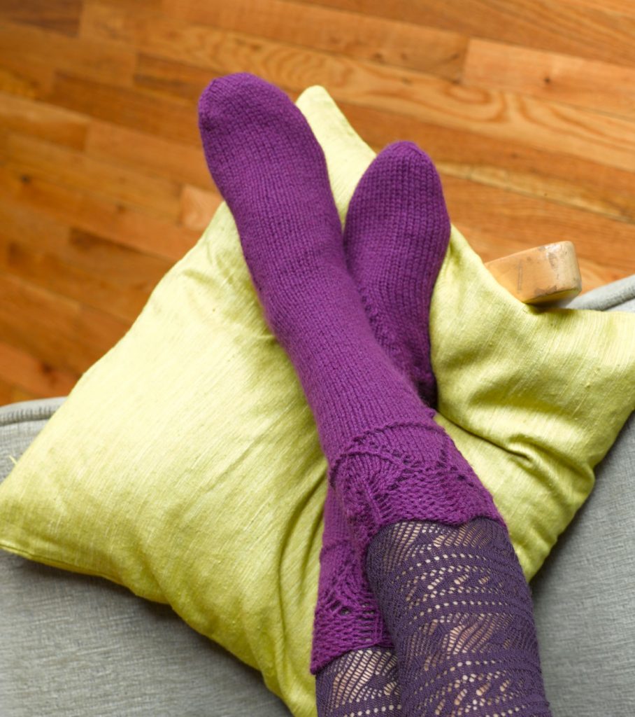 Add a little bit of lace to your favorite pair of house or boot socks!