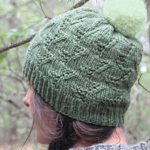 Tributary Eyelet Stitch Hat Free Knitting Pattern