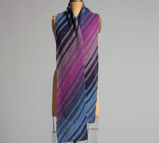 Yarn and Soul Diagonal Striped Scarf Free Pattern