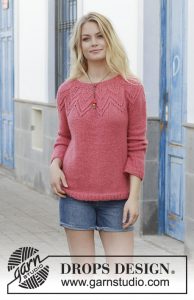 Aftensol Round Lace Yoke Sweater Free Knitting Pattern