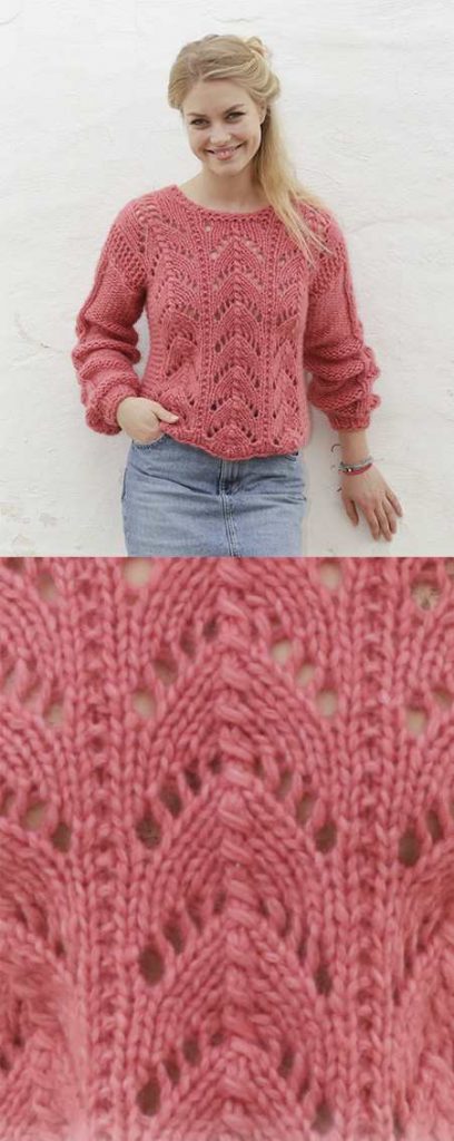 Blushing Beauty Lace Sweater Free Knitting Pattern. Free lace knitting pattern