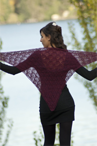 Catherine Lace Shawl Free Knitting Pattern Download. Triangle lace scarf to knit with beautiful lace stitch pattern, perfect for a Summer wrap.