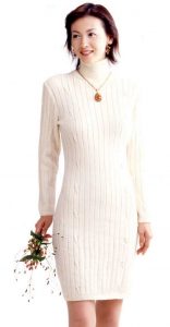 Fitted Cashmere Dress Free Knitting Pattern. Fitted cabled dress knitting pattern with turtleneck that sits just above the knee with long sleeves.