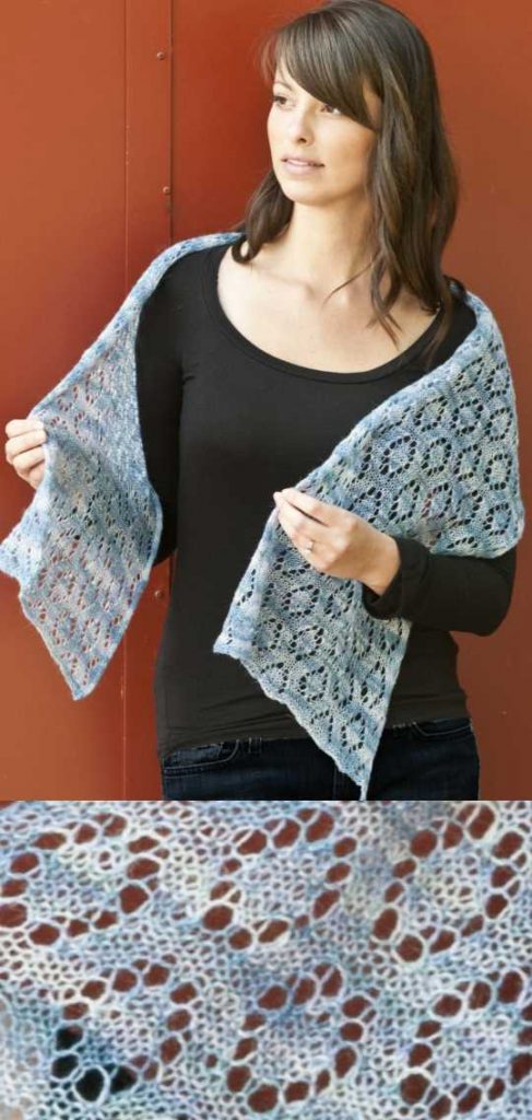 Lace Eyelet Diamond Shawl Free Knitting Pattern Download, lace shawl to knit with a pretty diamond stitch motif.