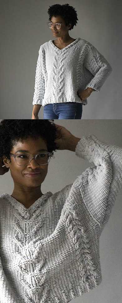 Lounge Pullover with Cables Knitting Pattern Free Download
