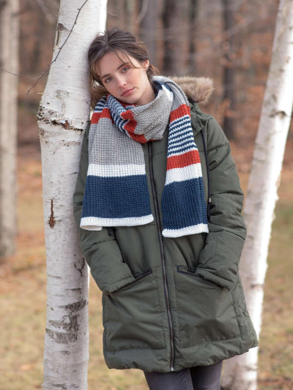 Melville Easy Striped Scarf Free Knitting Pattern