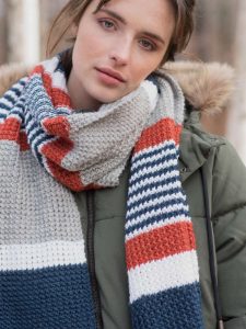 Melville Easy Striped Scarf Free Knitting Pattern