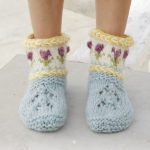 Spring Buds Lace, Cables and Colorwork Slippers Free Knitting Pattern