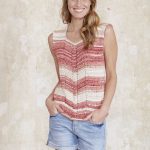 Summery Top Free Knitting Pattern. Modern top with eyelet feature in the front to knit for free with this pattern. This top looks great knit with variegated yarn and is sure to be one of your favorite go to Summer knit tops.