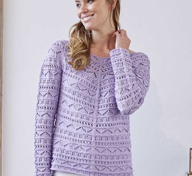 Top-down Shirt with Long Sleeves Free Knitting Pattern