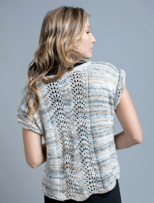 Aqua Feather and Fan Top Free Knitting Pattern for Women - Knitting Bee