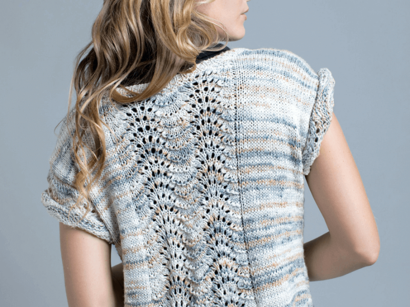 Aqua Feather and Fan Top Free Knitting Pattern for Women