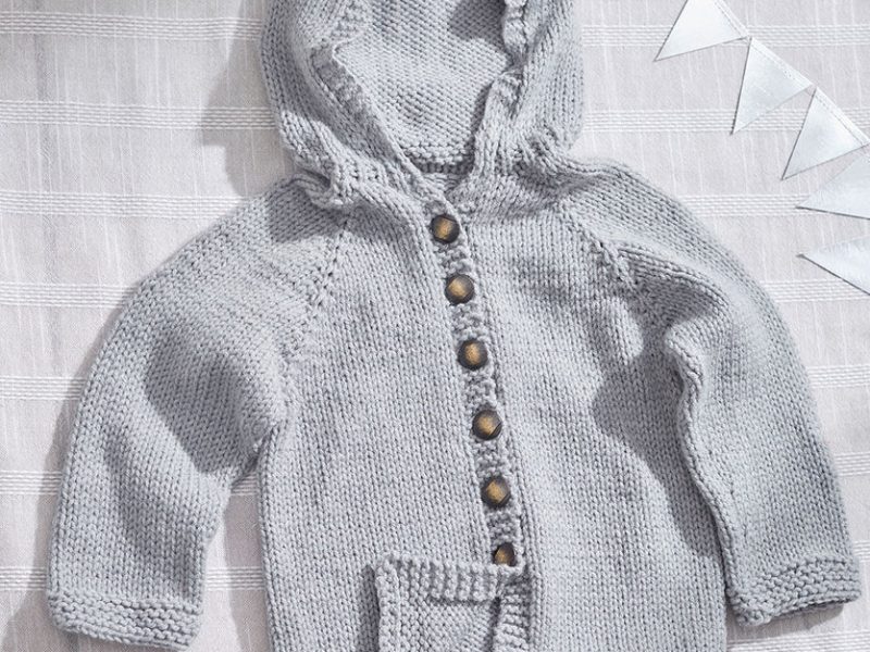 Baby Bear Knit Hoodie Free Knitting Pattern