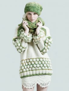 Bulky Light And Etnic Sweater and Ribbed Hat Free Knitting Pattern